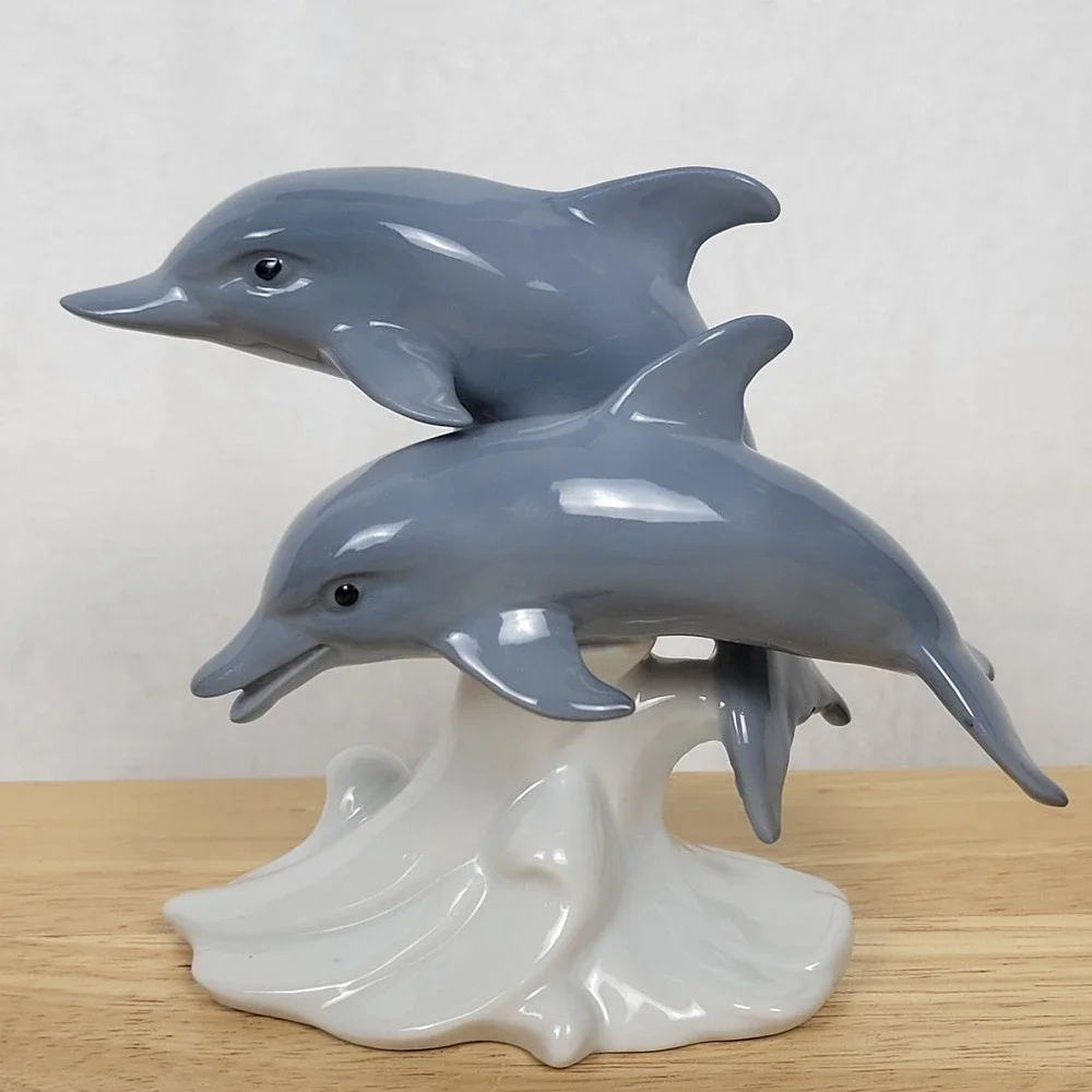 VTG Otagiri Japan Porcelain Double Dolphin Figurine‎ 4